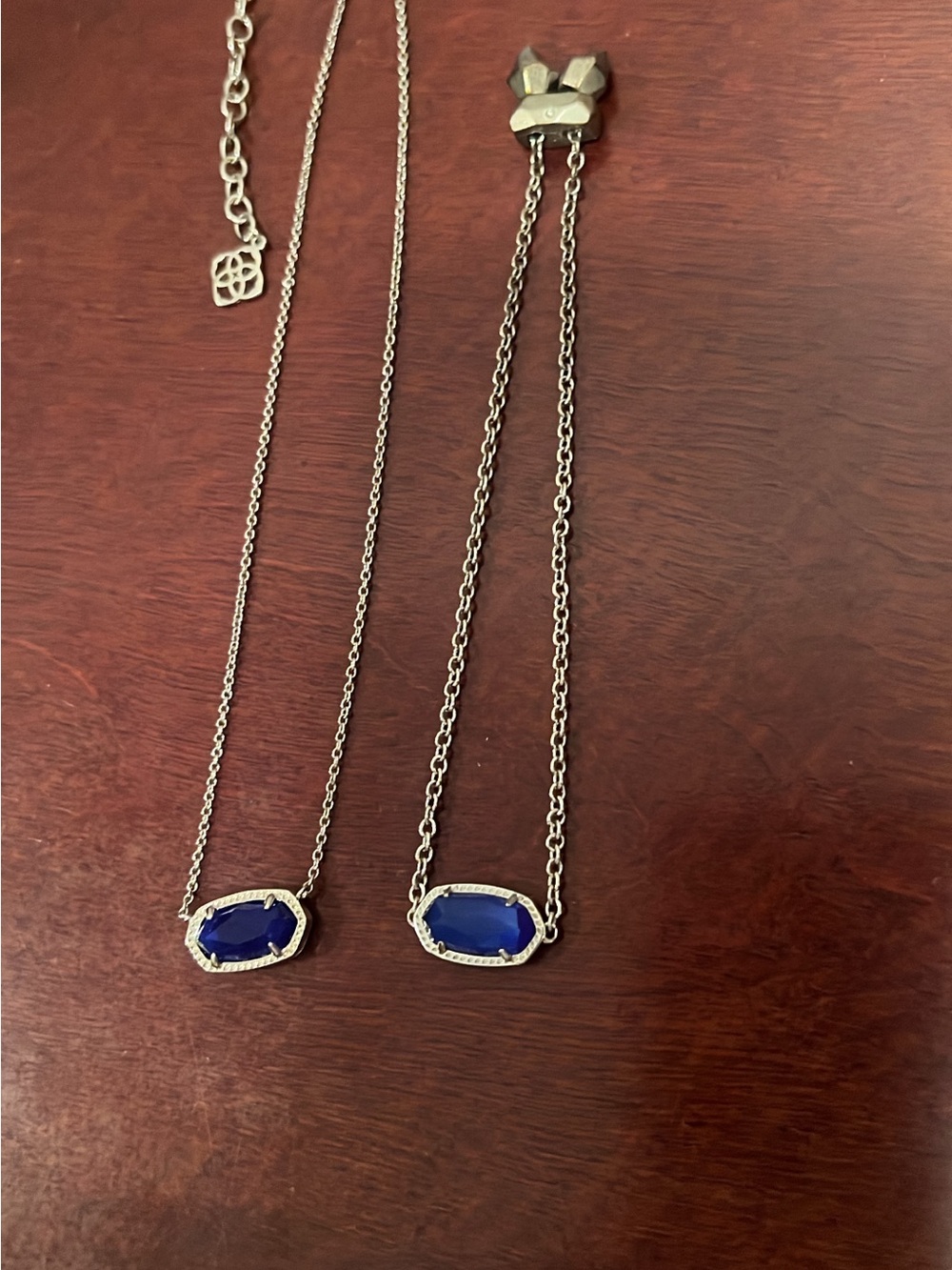 Kendra Scott Silver Necklace with Royal Blue Stone